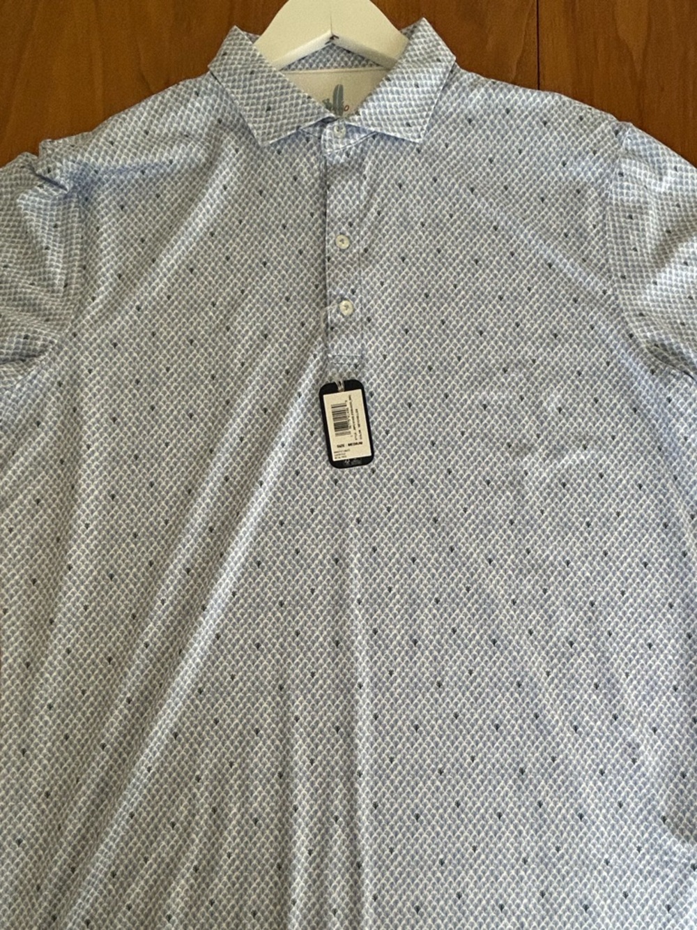 johnnie-O Light Blue Micro-Print Polo